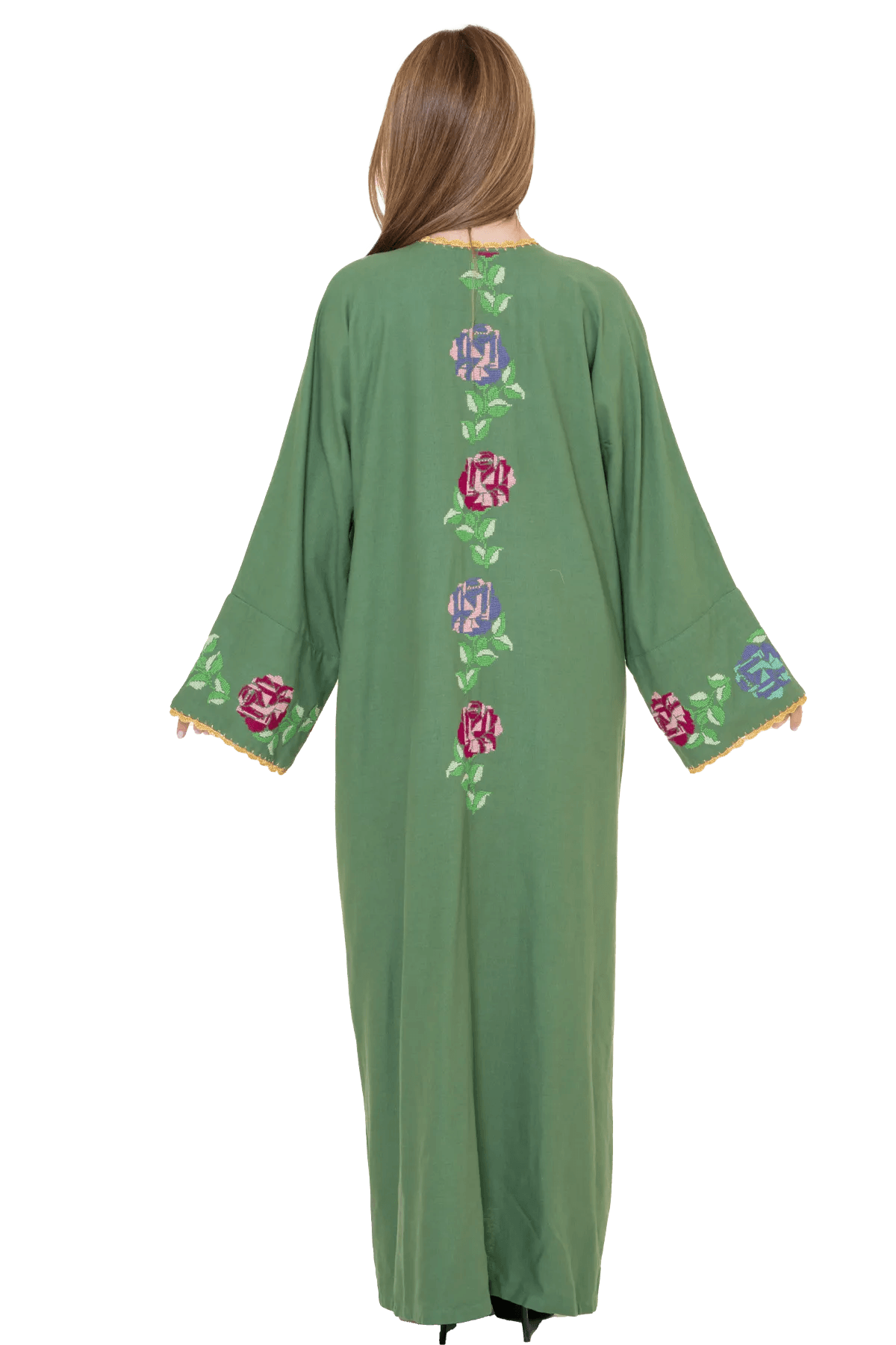 Hand-stitched green Bisht