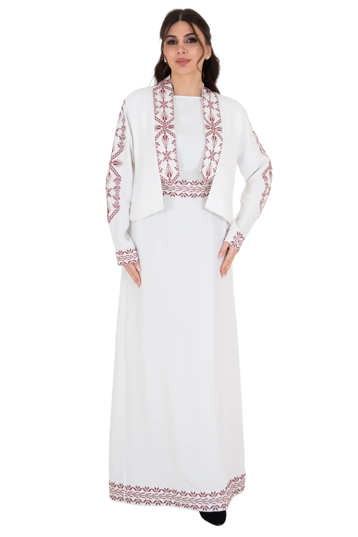 White Machine embroidered set