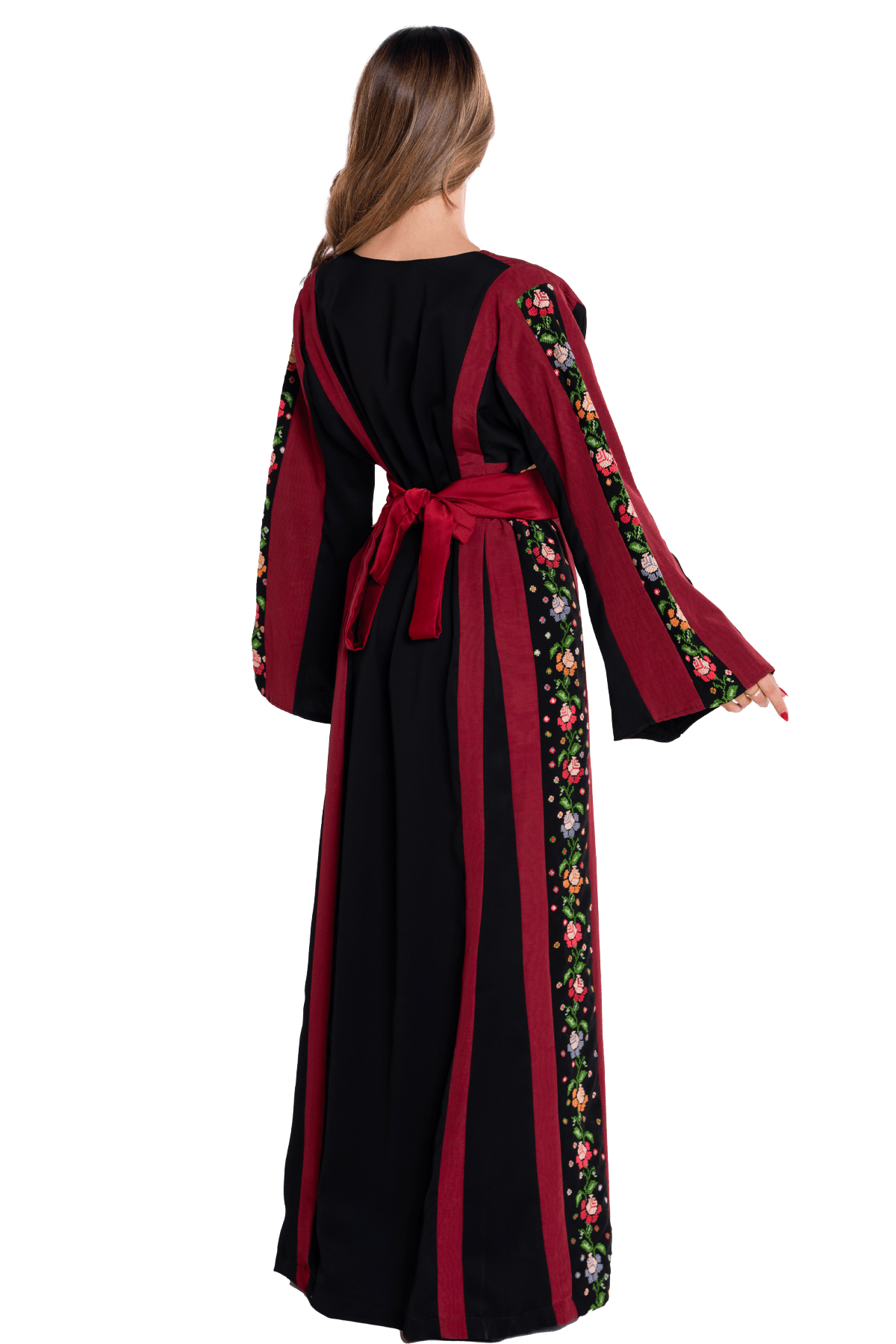 Rose hand-stitched Thoub