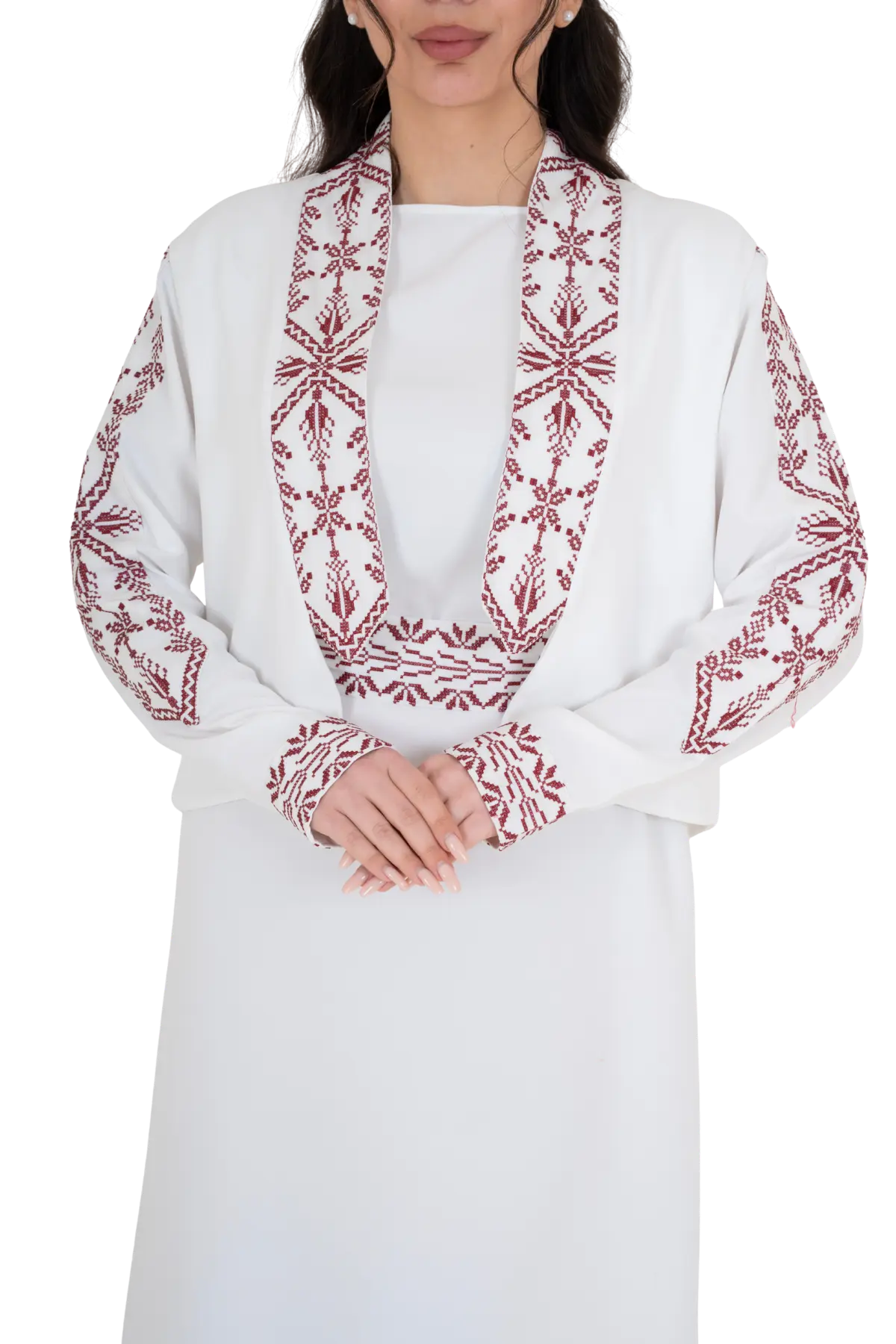 White Machine embroidered set