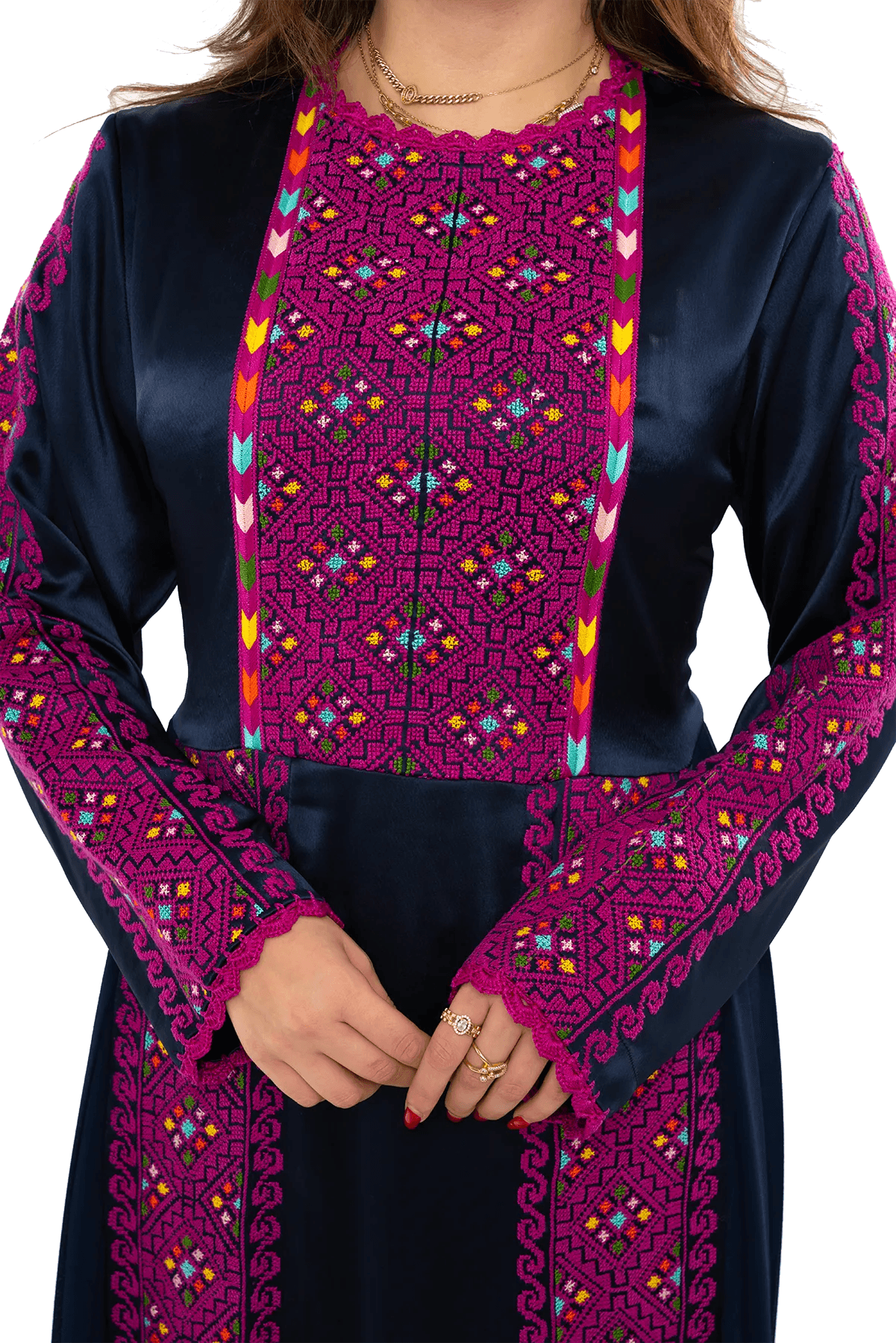 Hand-embroidered Satin Thoub