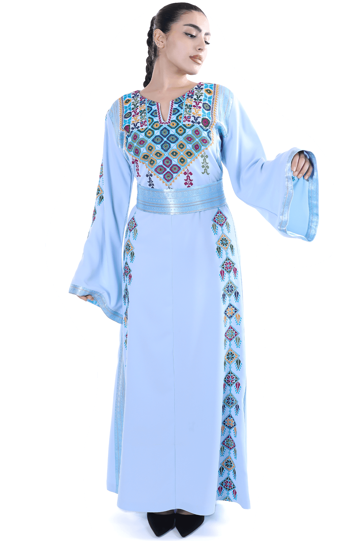 Blue Hand-Stitch Thoub - Tatreez Store