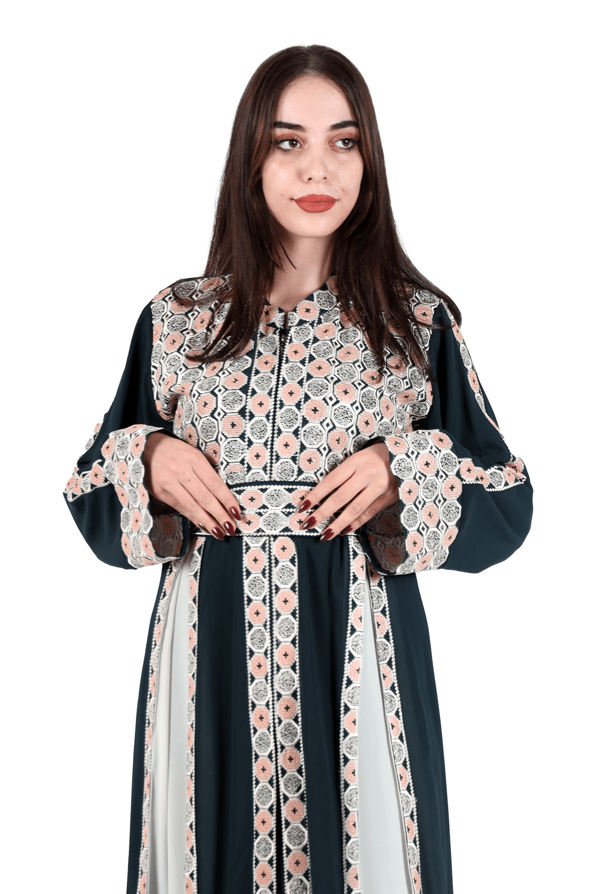Circles Embroidered Kaftan 2pcs - TATREEZ STORE