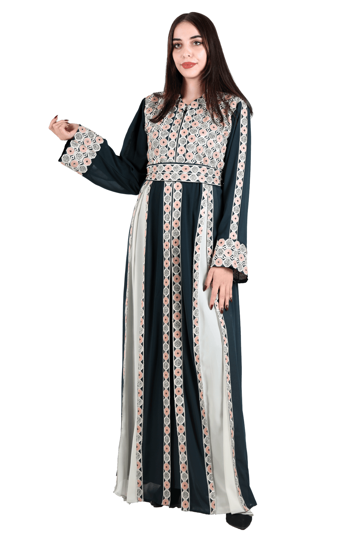 Circles Embroidered Kaftan 2pcs - TATREEZ STORE