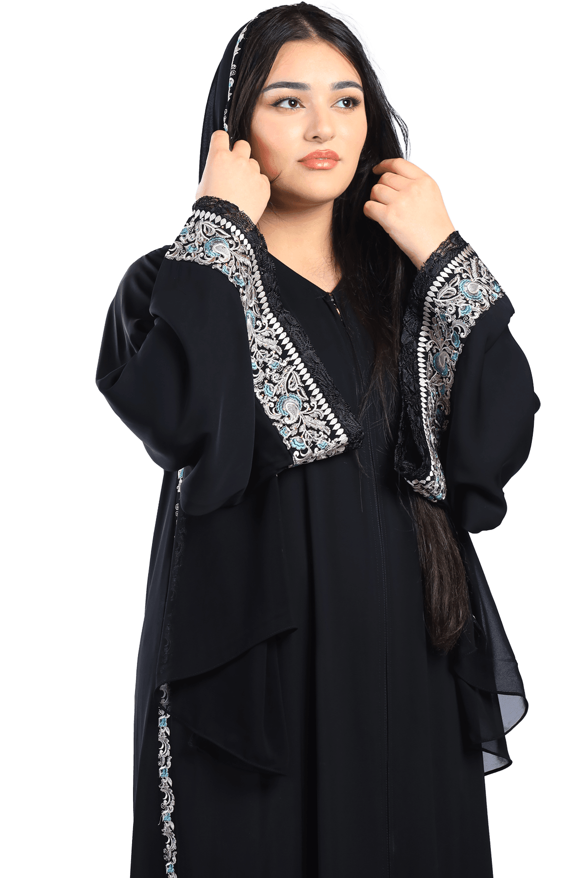 Embroidered Fallahi Abaya - TATREEZ STORE