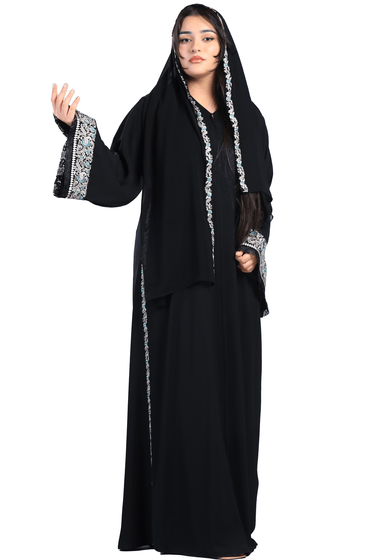 Embroidered Fallahi Abaya - TATREEZ STORE