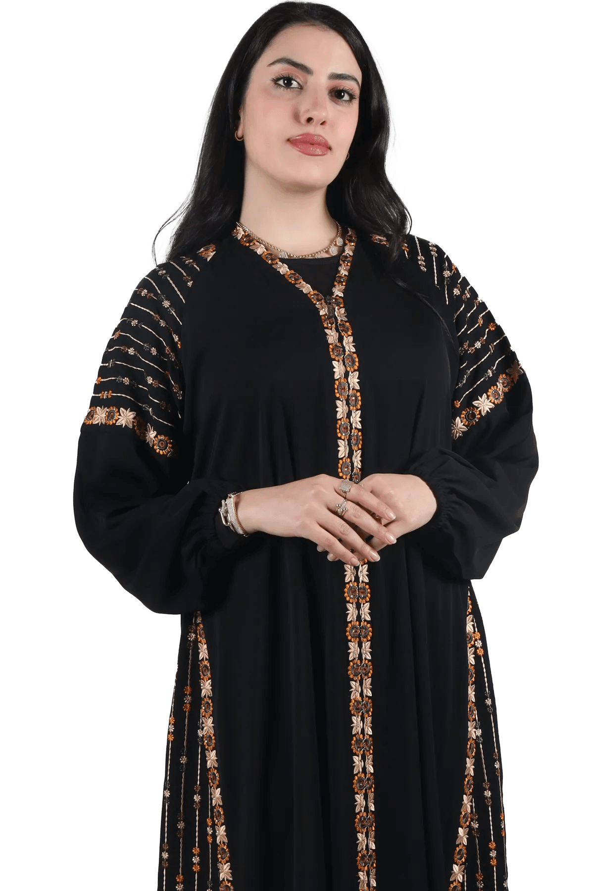 Embroidered rose Abaya - Tatreez Store
