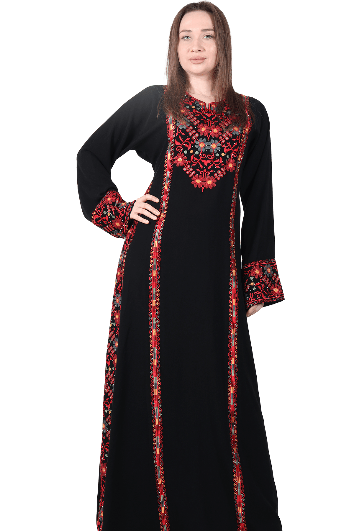 Embroidered Rose Thoub - TATREEZ STORE