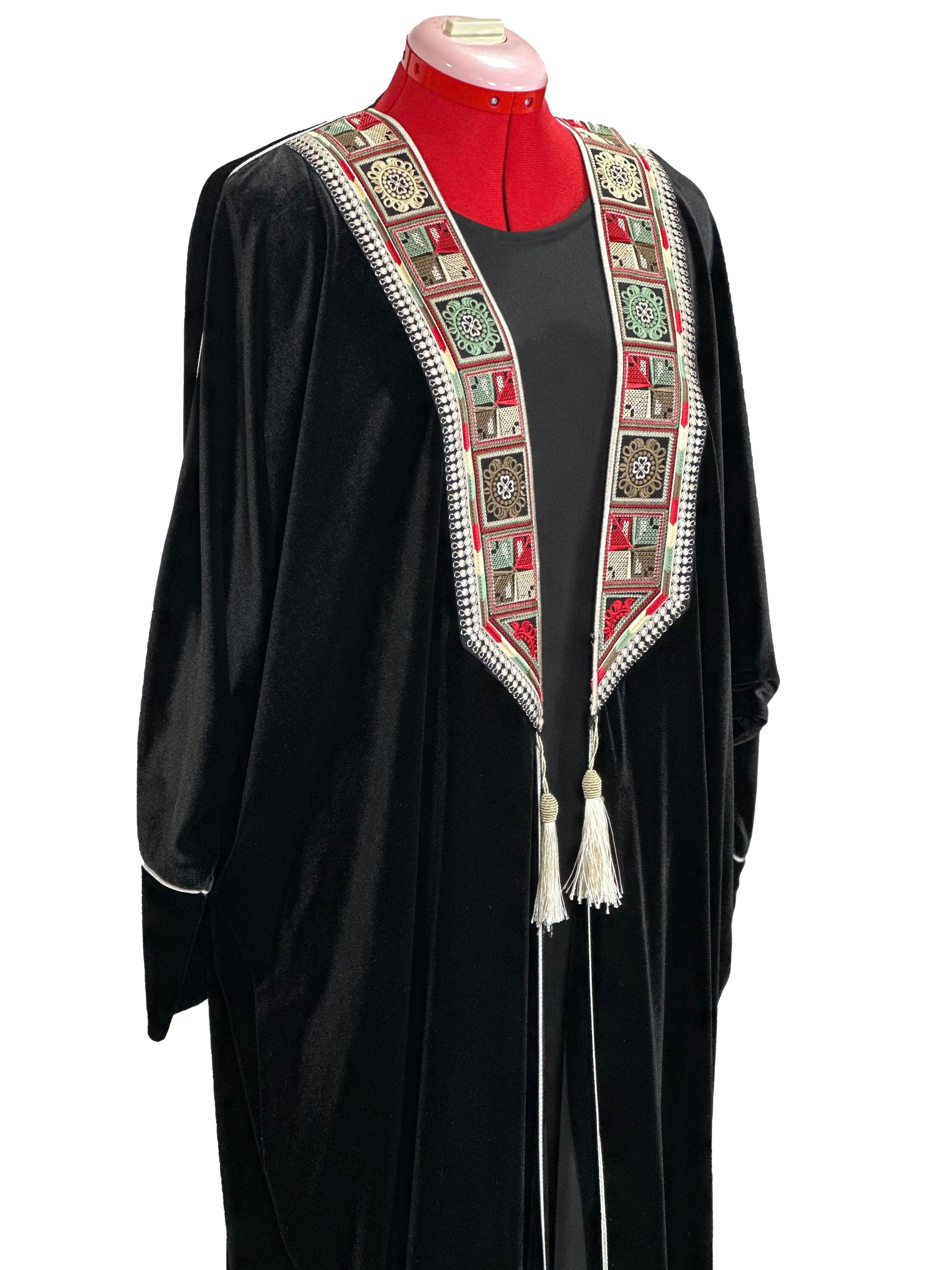 Embroidery velvet long Bisht - TATREEZ STORE