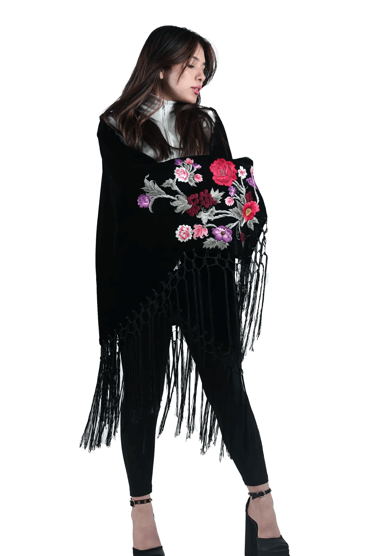 Flowers wide shawl - Tatreez Store