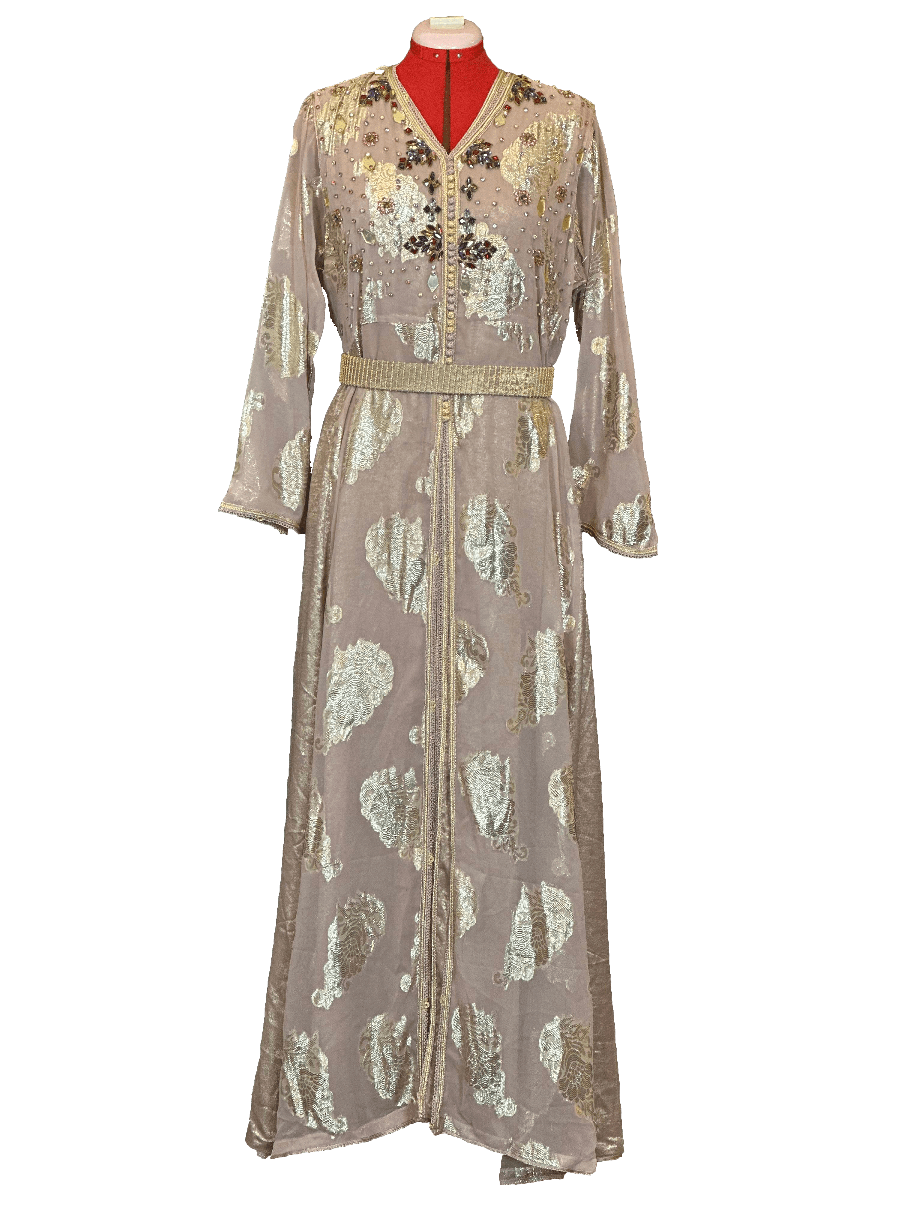 Lustrous Lace Noir Kaftan (3pcs) - TATREEZ STORE