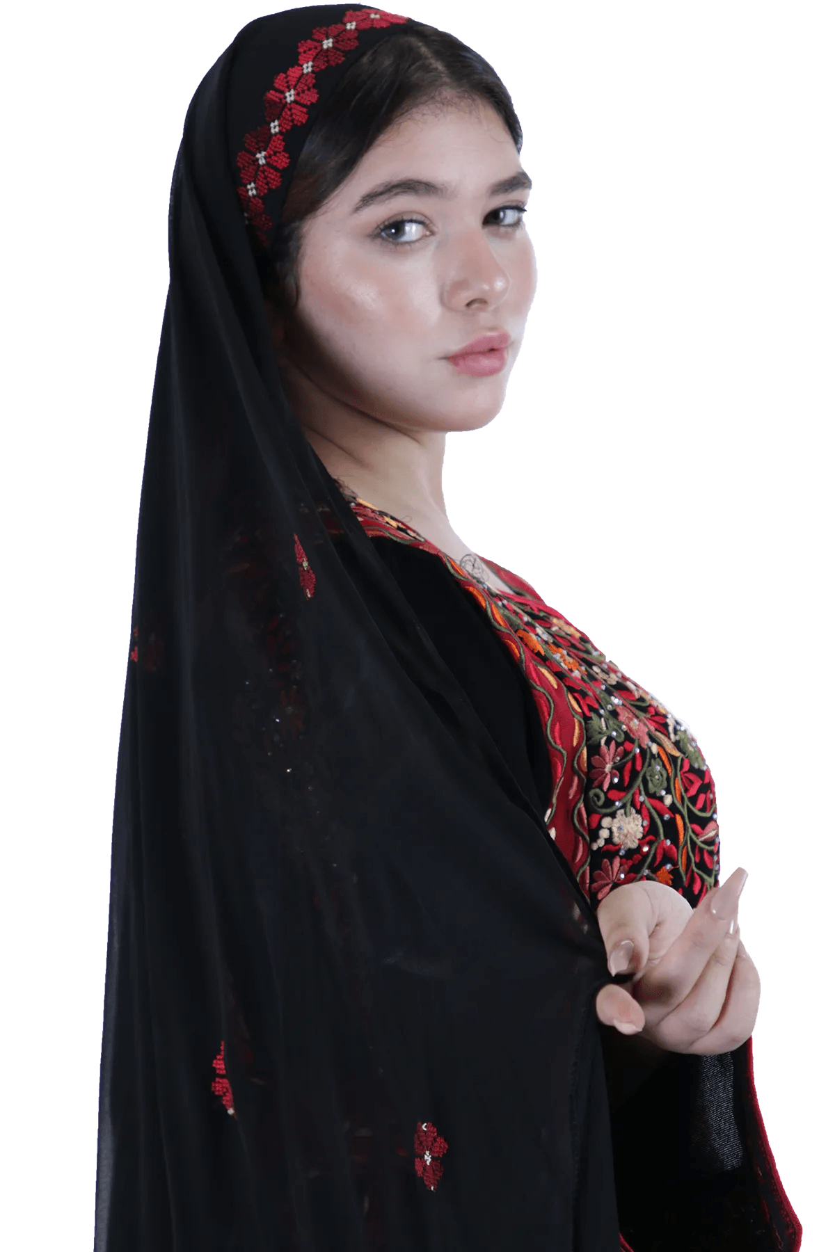 Hand embroidered head shawl