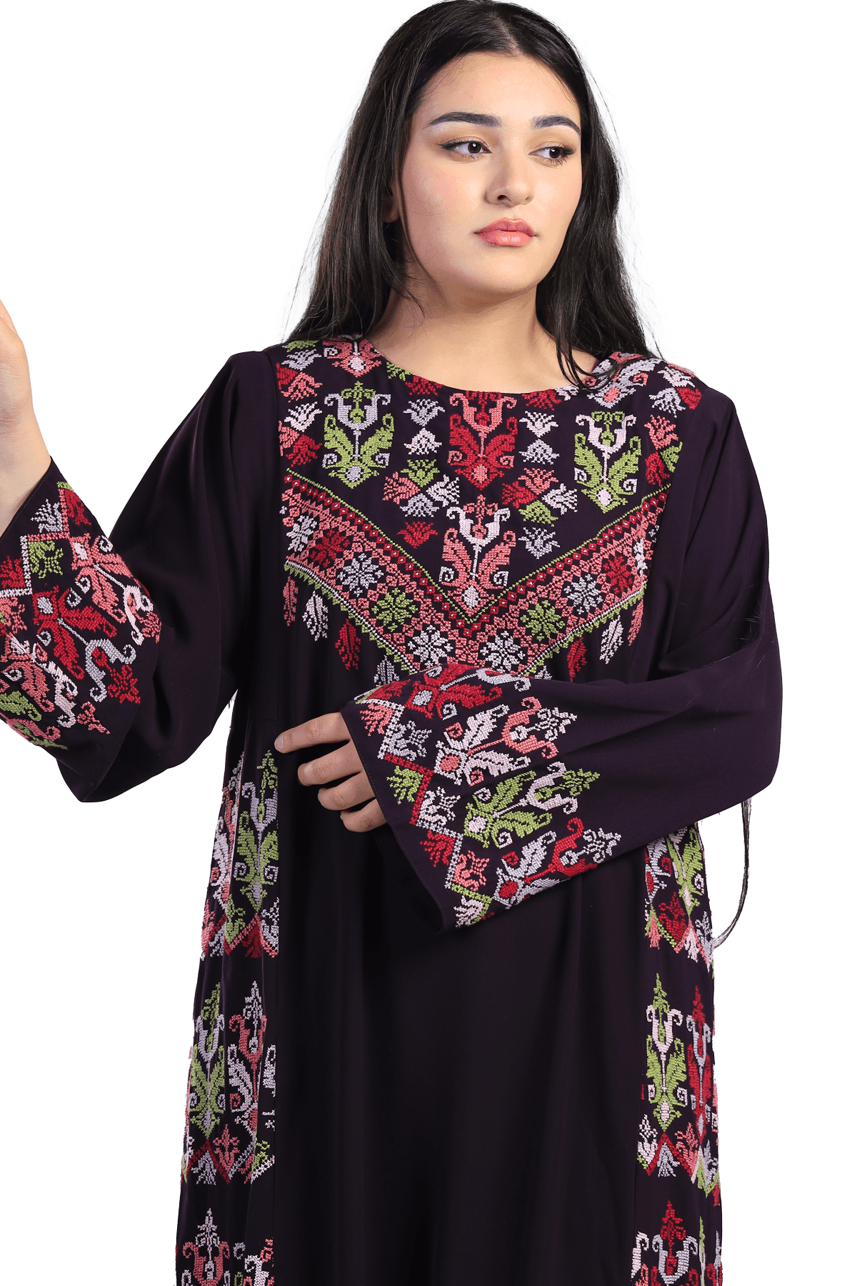 Multi-color Embroidery Thoub - TATREEZ STORE
