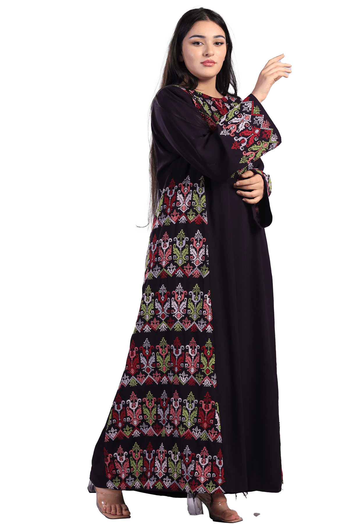 Multi-color Embroidery Thoub - TATREEZ STORE