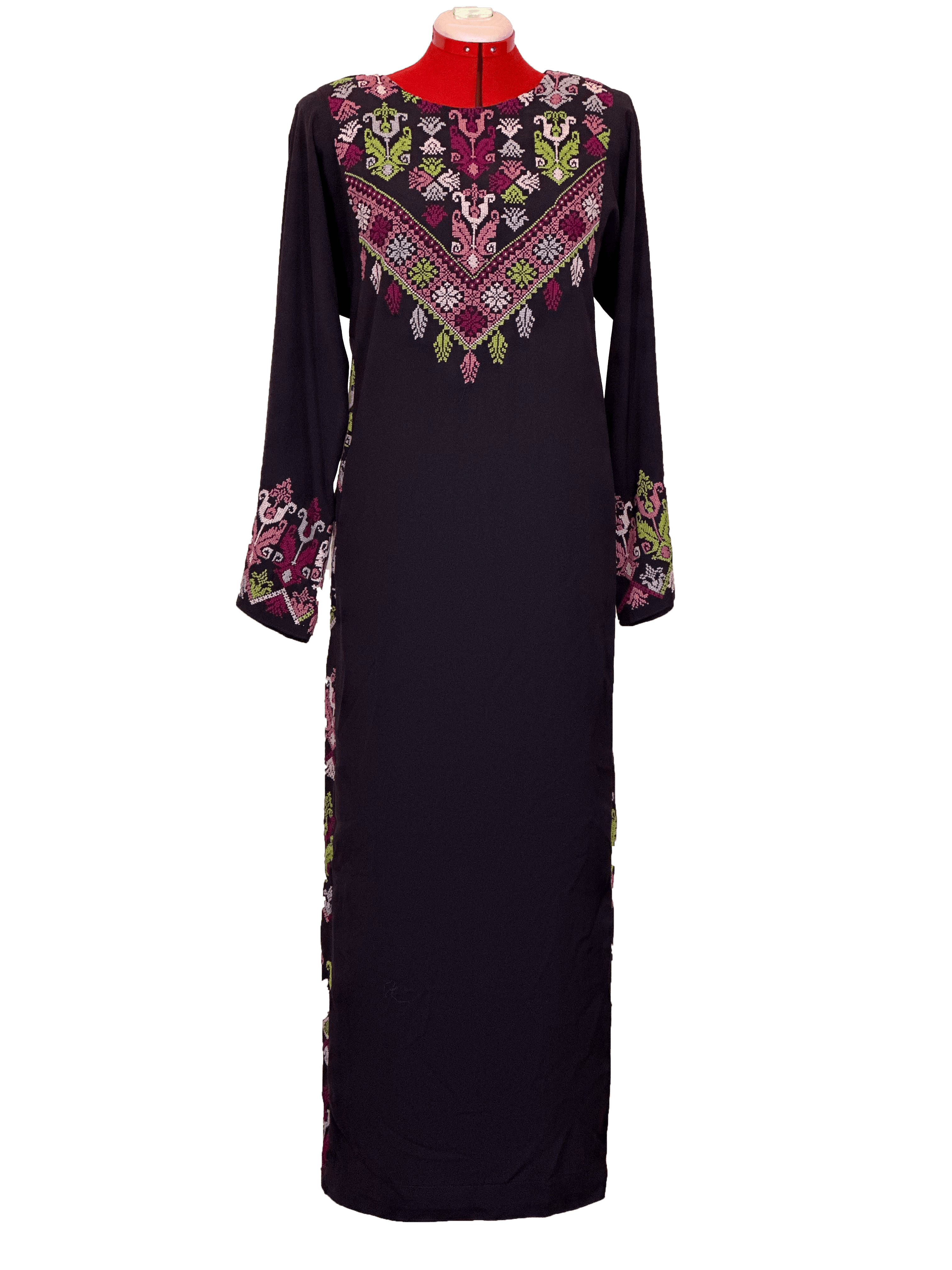 Multi-color Hand-made Embroidery Thoub - TATREEZ STORE