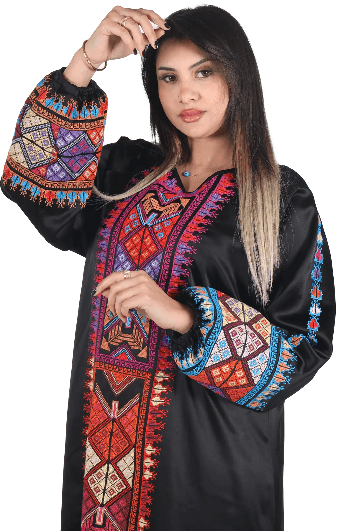 Multi-color Threads Thoub - Tatreez Store