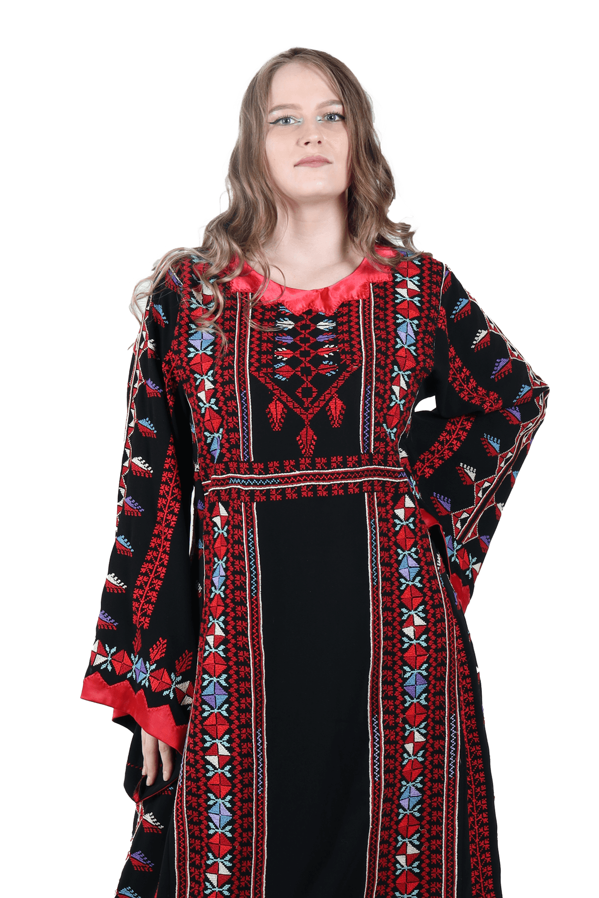 Black & Red Oasis Long Sleeves Thoub - TATREEZ STORE