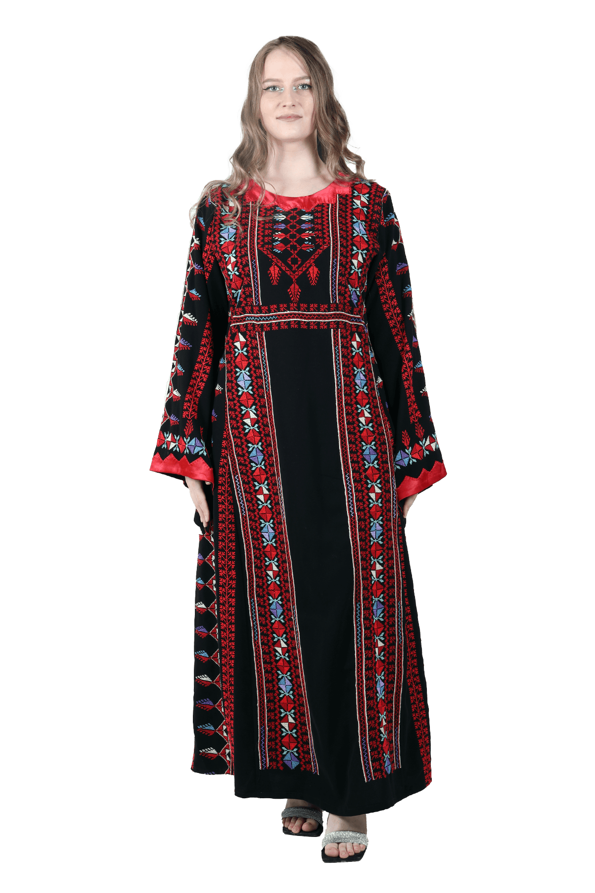 Black & Red Oasis Long Sleeves Thoub - TATREEZ STORE