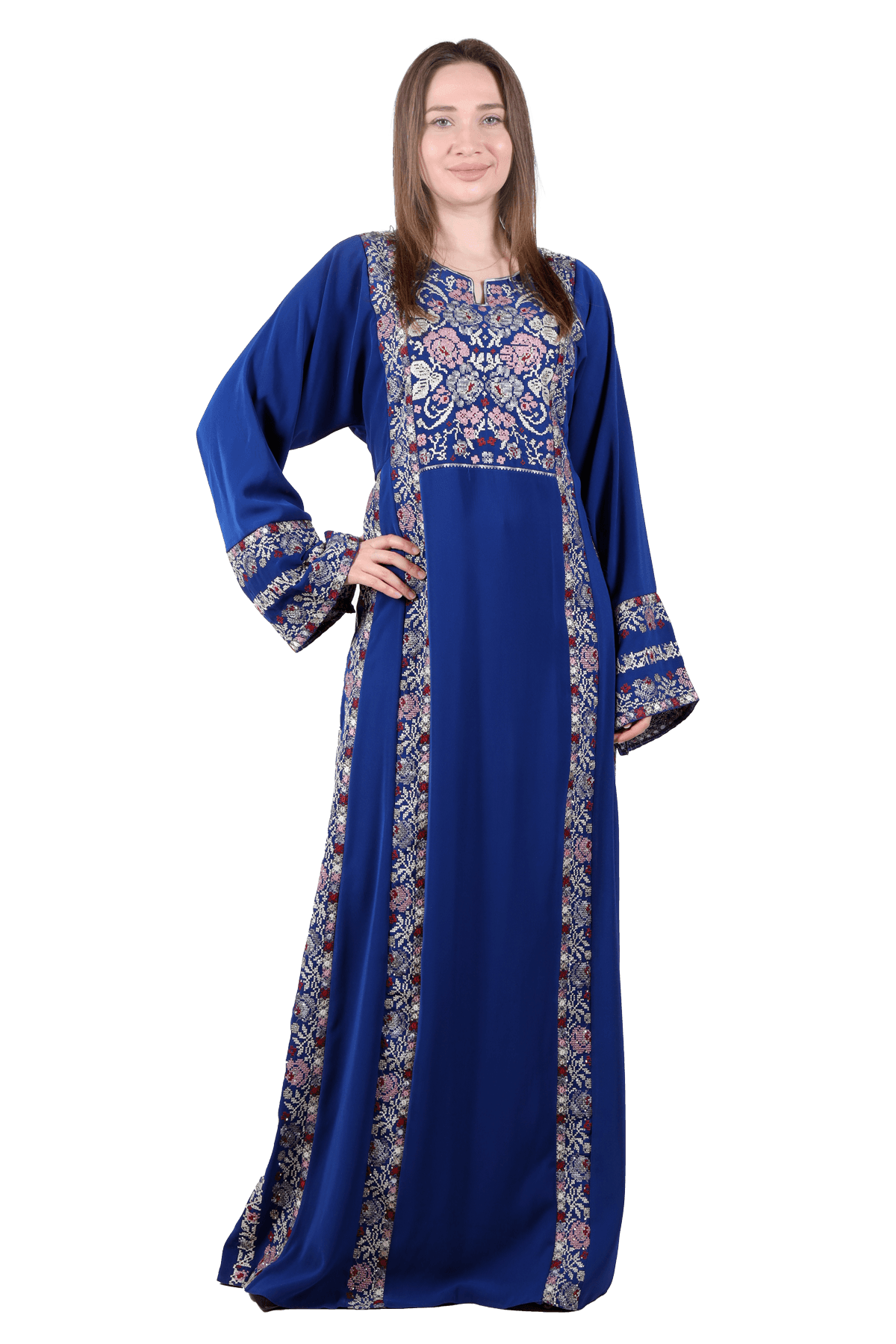 Rose butterfly embroidered Thoub - TATREEZ STORE