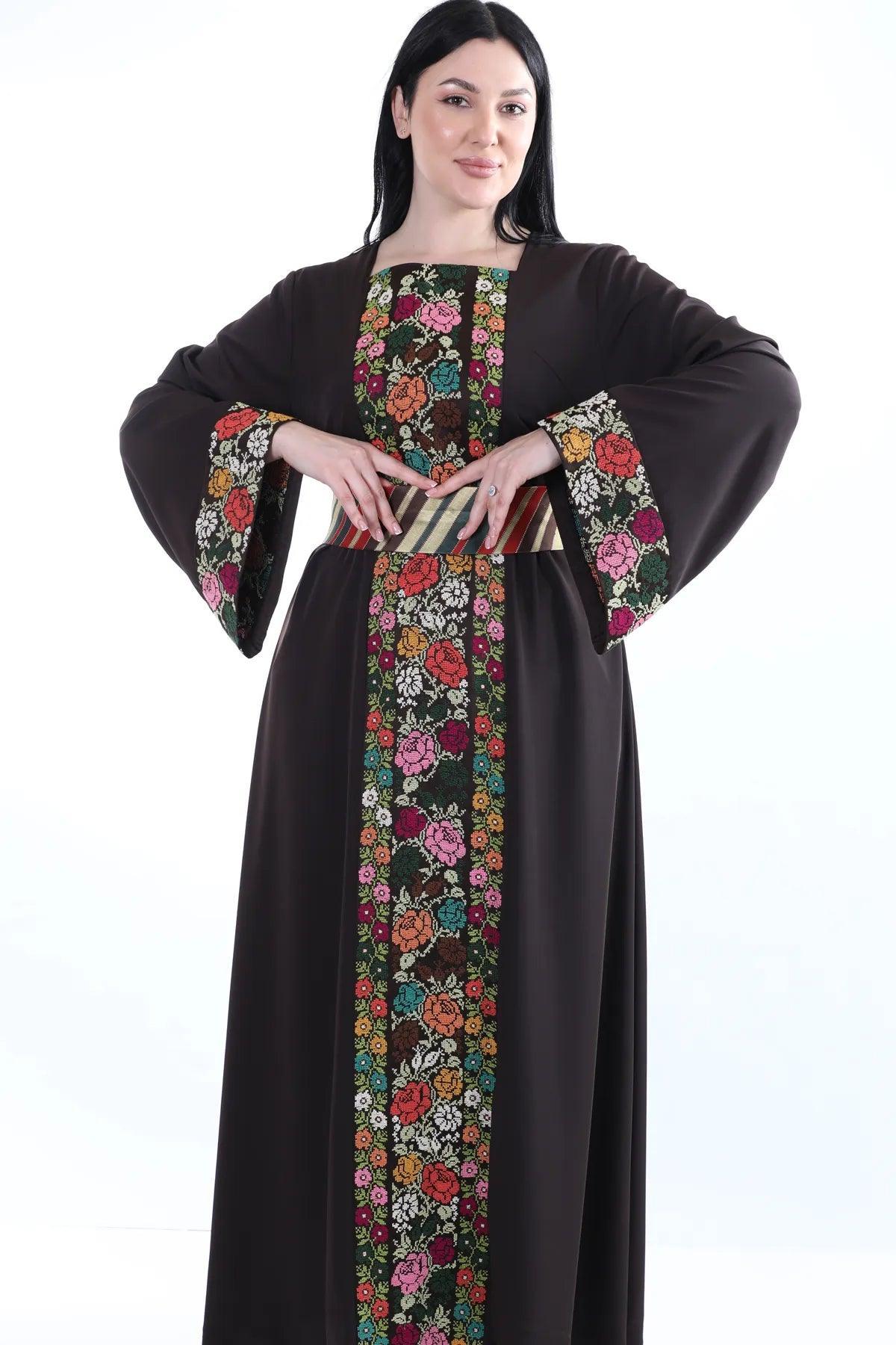 Roses Hand-Stitched Thoub - Tatreez Store