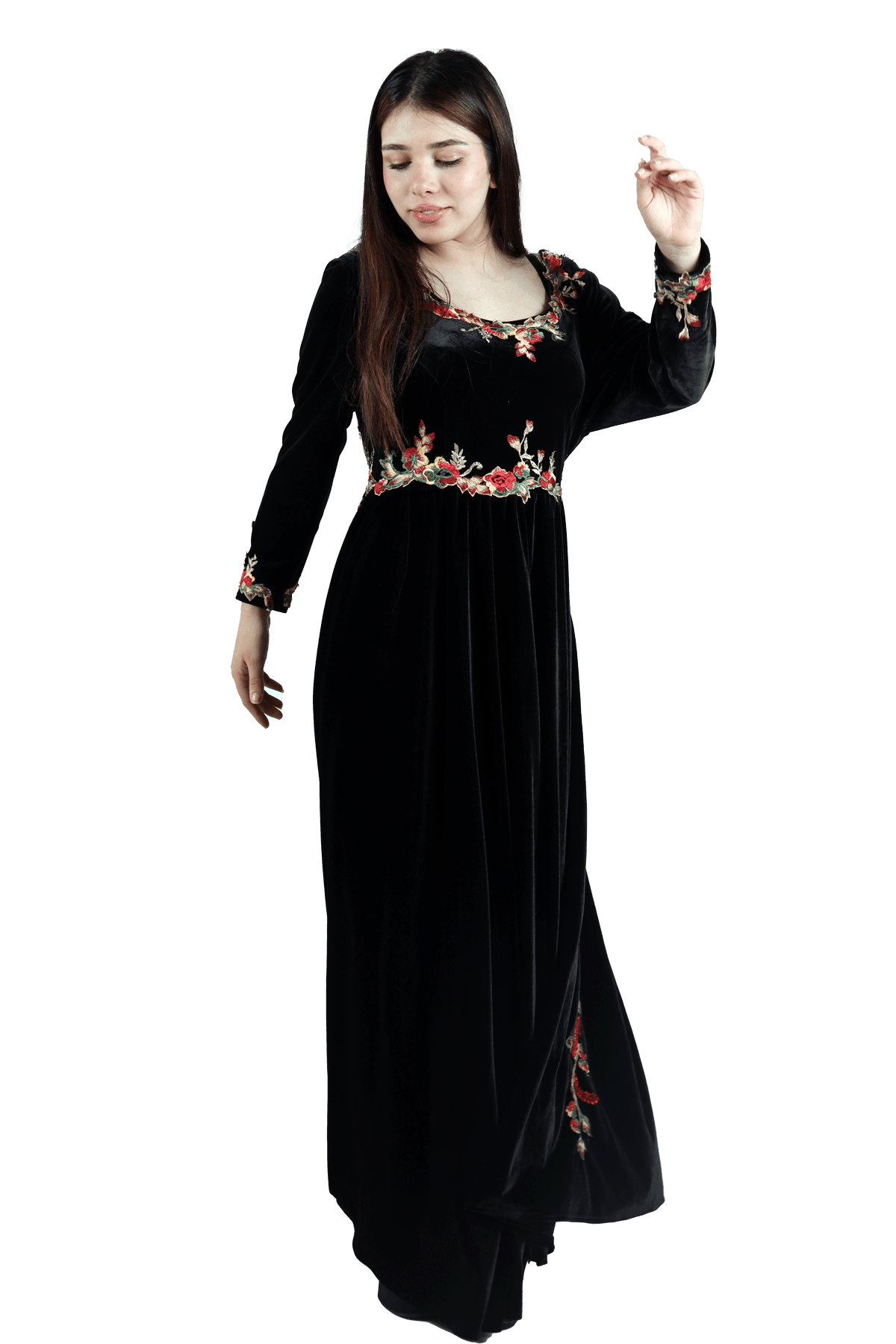 Velvet fire rose Dress - TATREEZ STORE