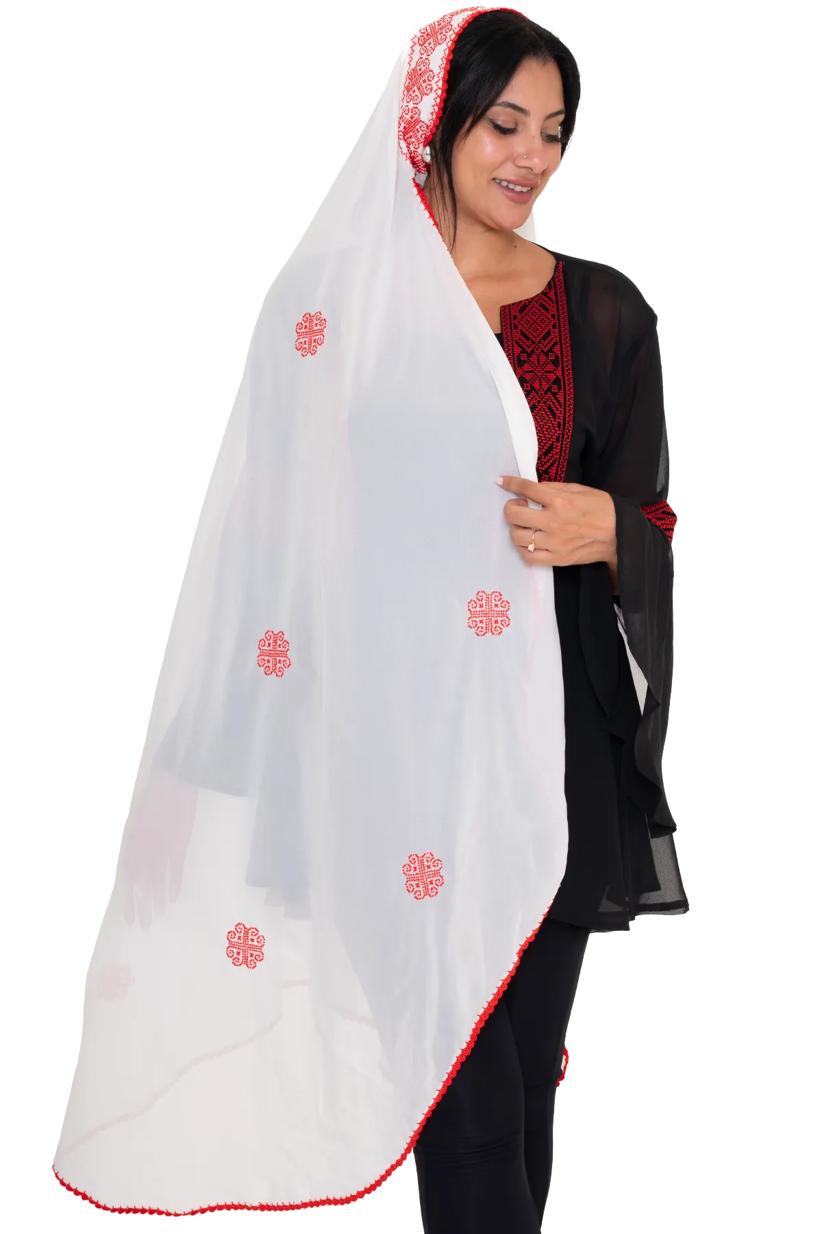 Hand embroidered head shawl