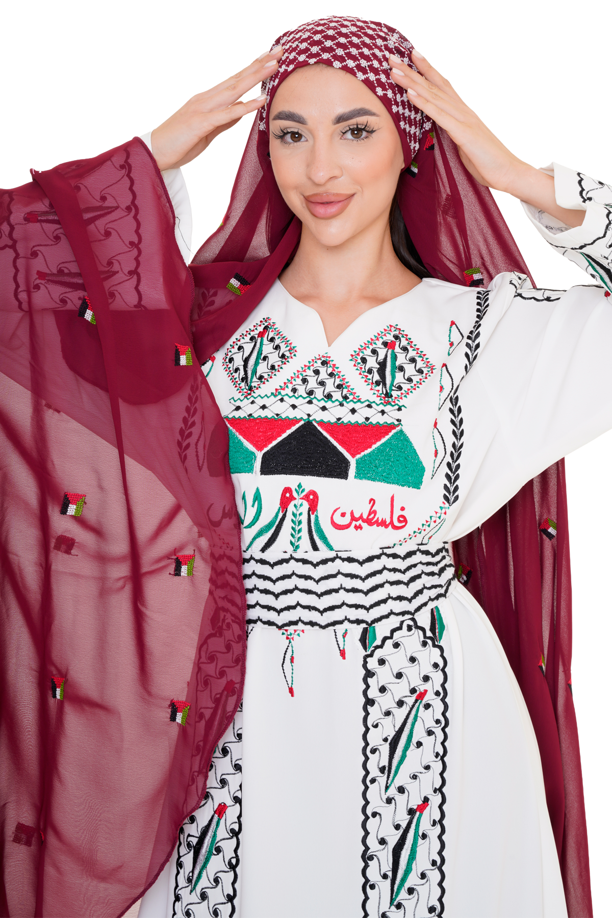 Palestinian Hand-Embroidered Shawl