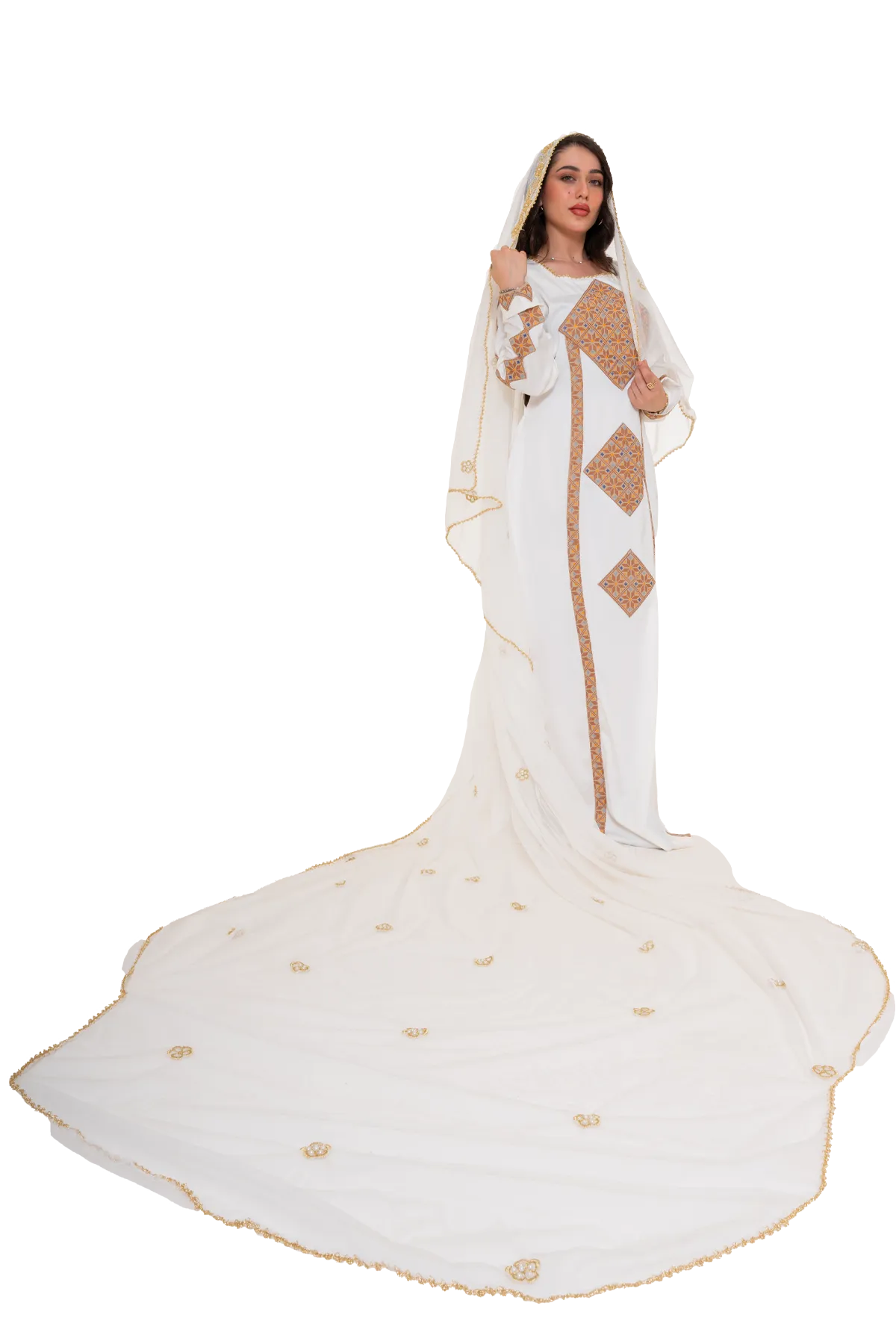 Bridal hand-stitched shawl