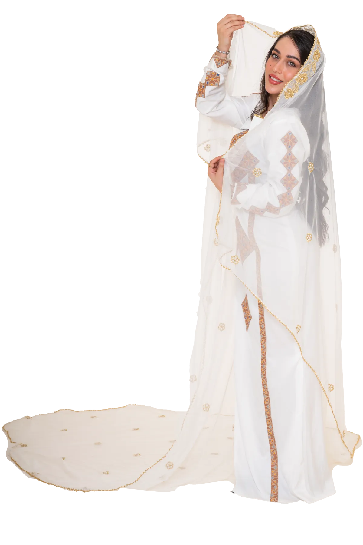 Bridal hand-stitched shawl
