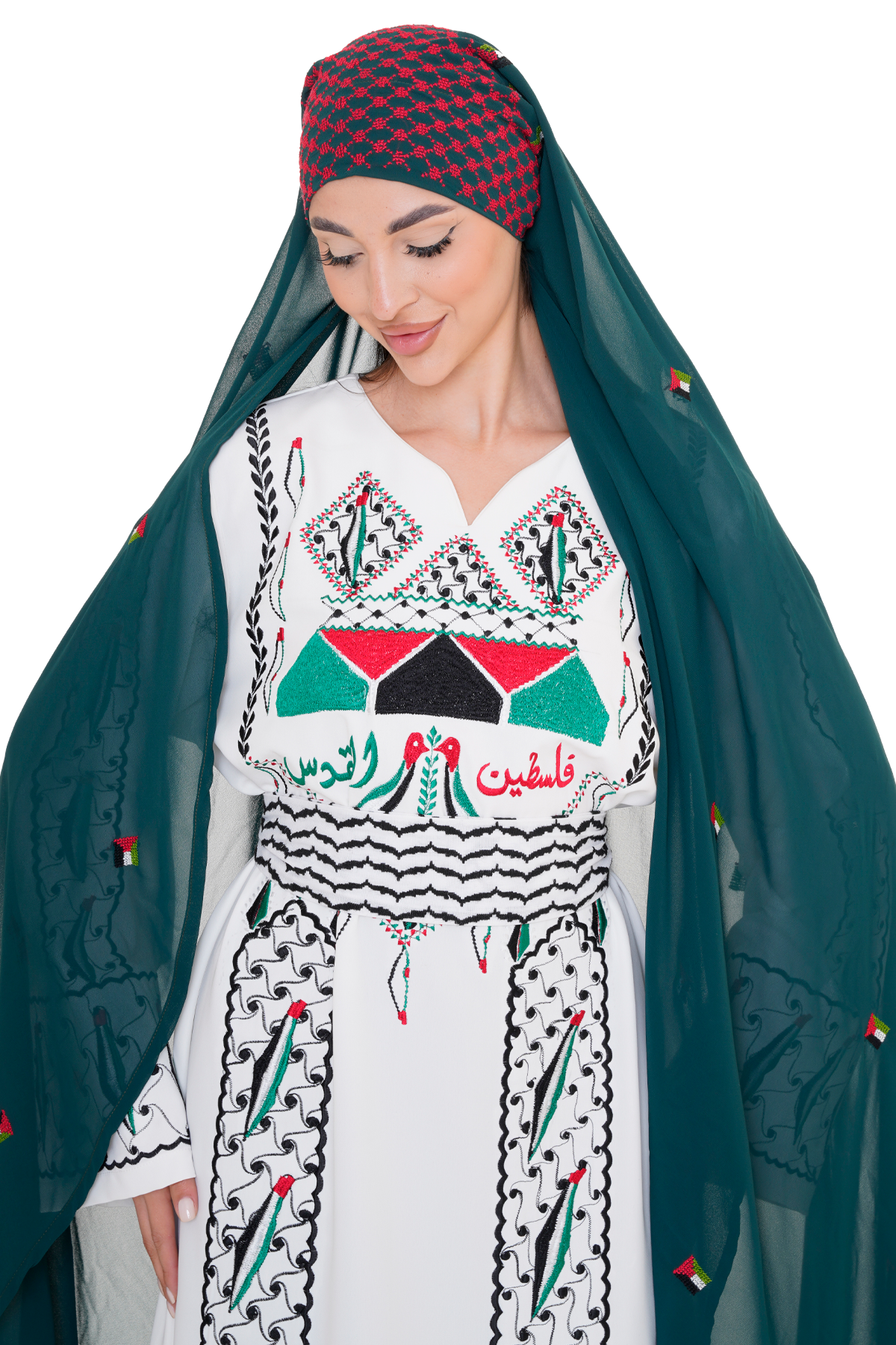 Palestinian Hand-Embroidered Shawl
