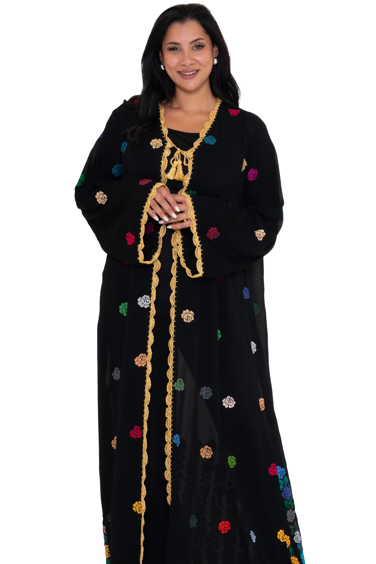 Hand-stitched black bisht