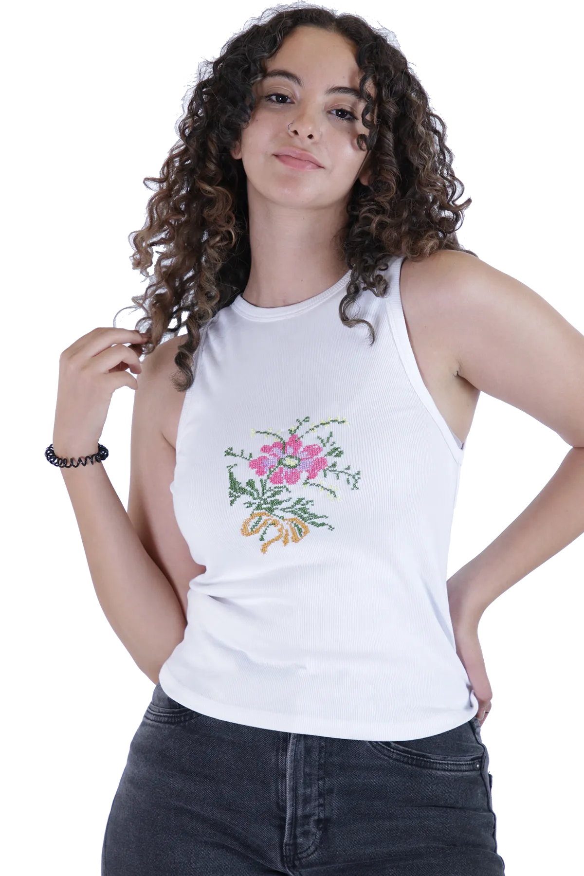 White embroidered tank top (2X-Large)