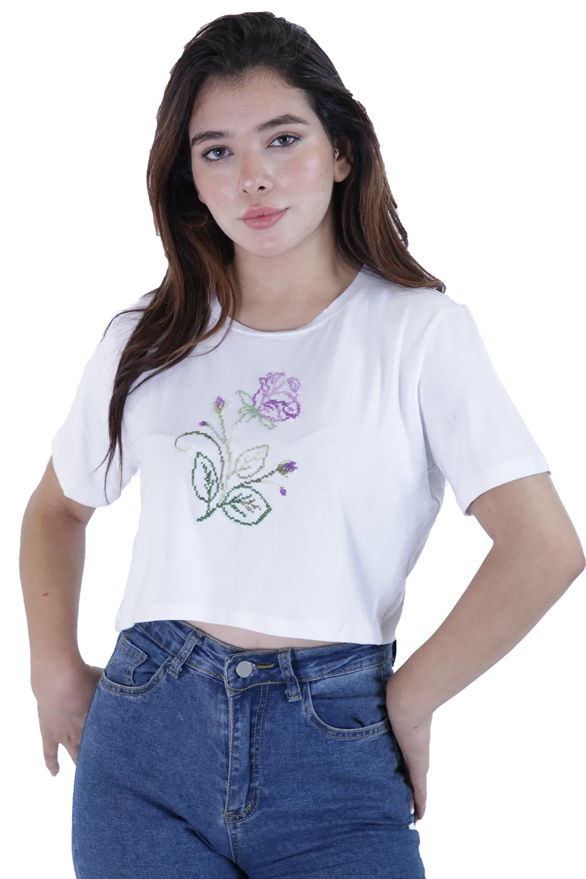 white embroidered crop top (X-Large)