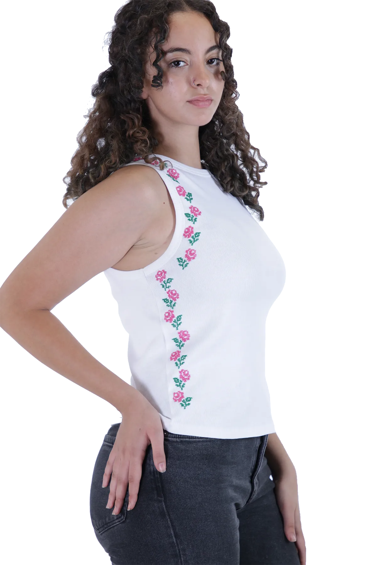 White embroidered tank top (2X-Large)