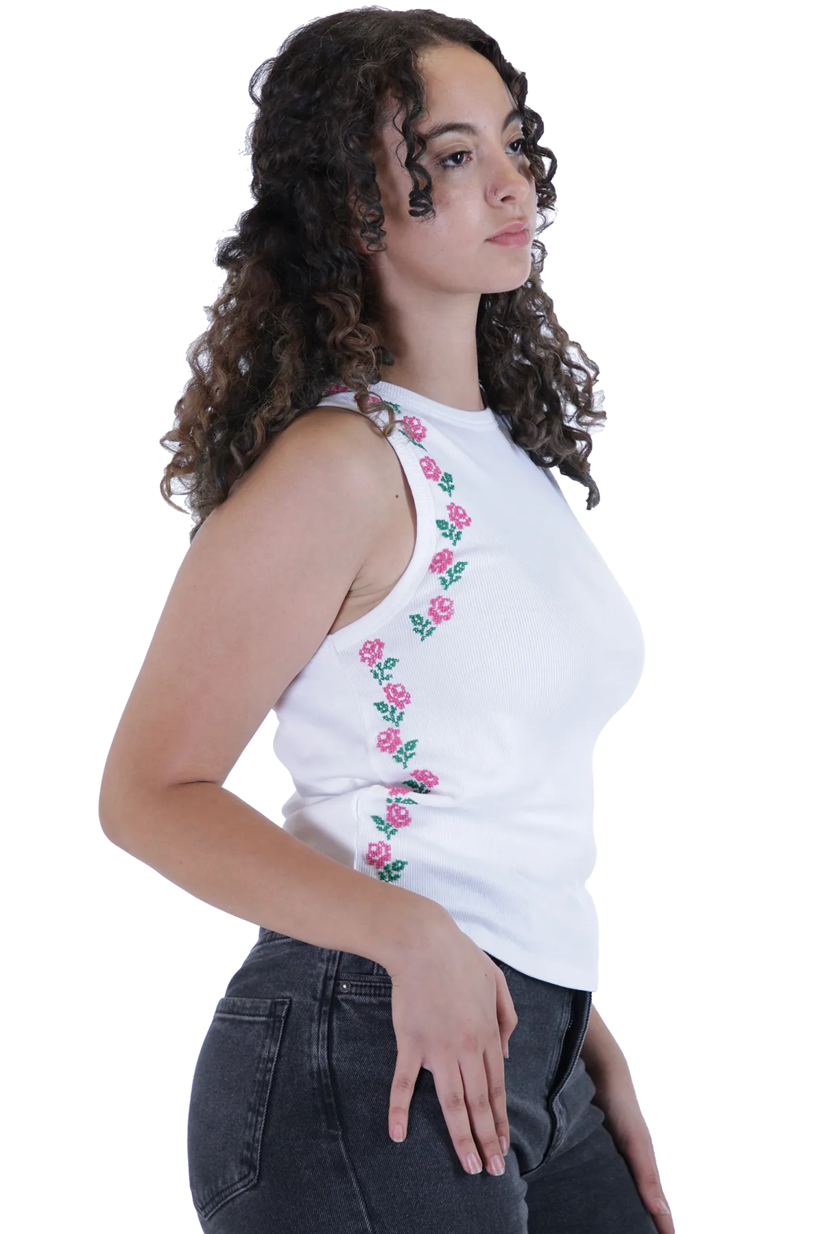 White embroidered tank top (2X-Large)