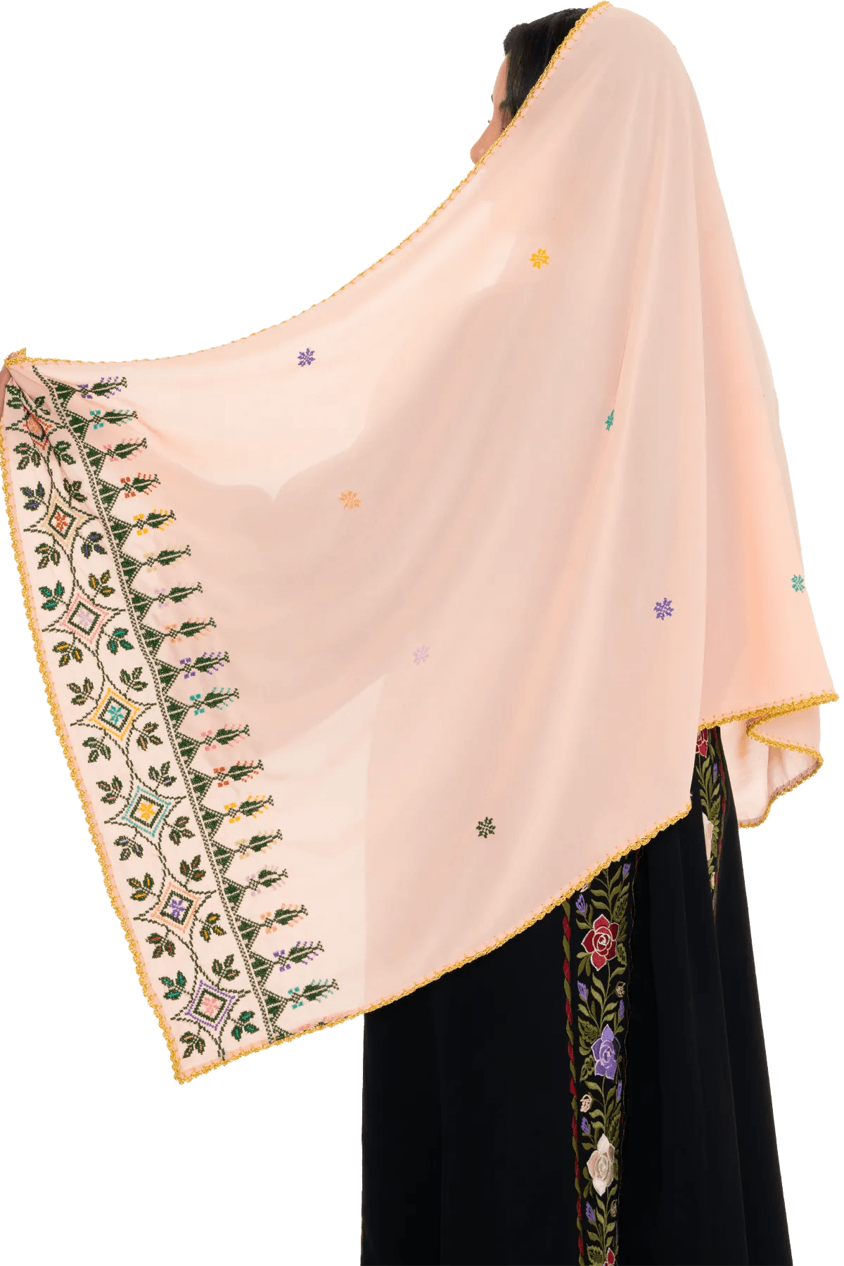 Hand-stitched head shawl