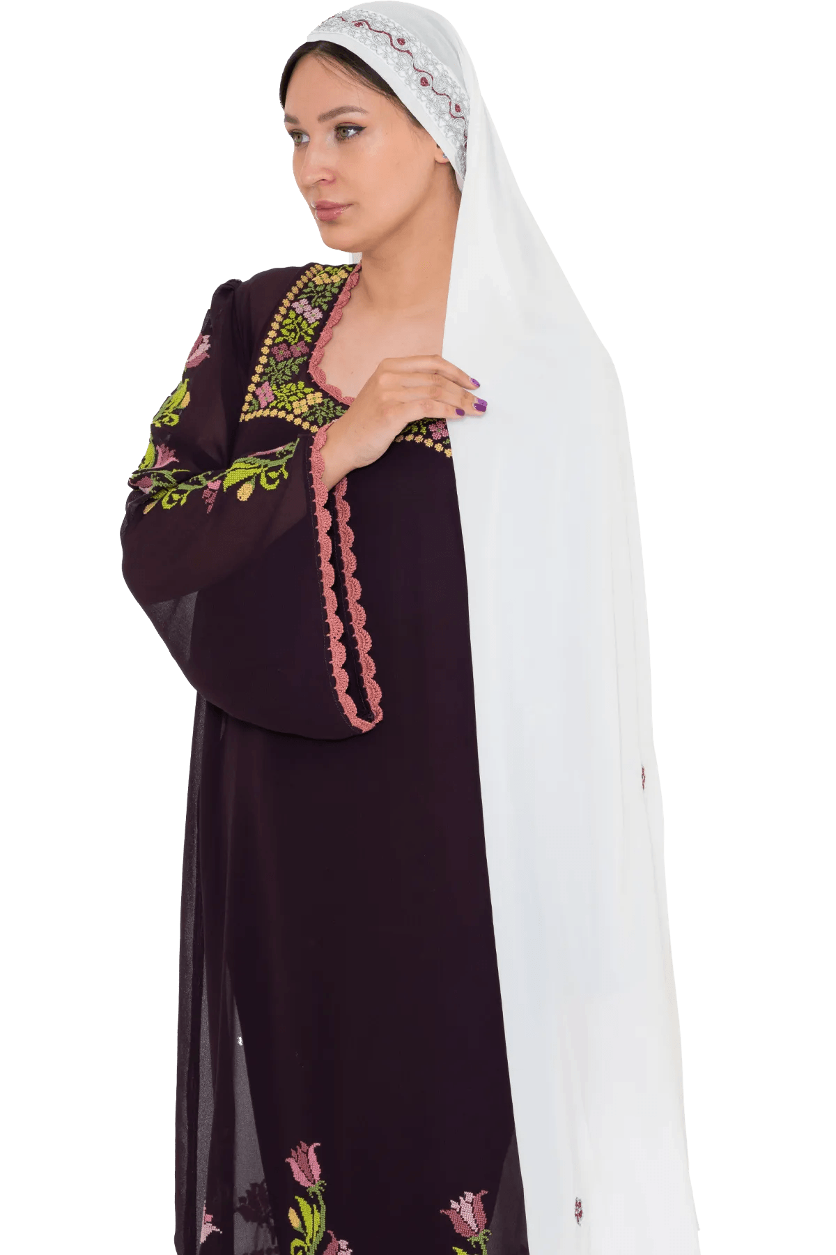Hand embroidered head shawl