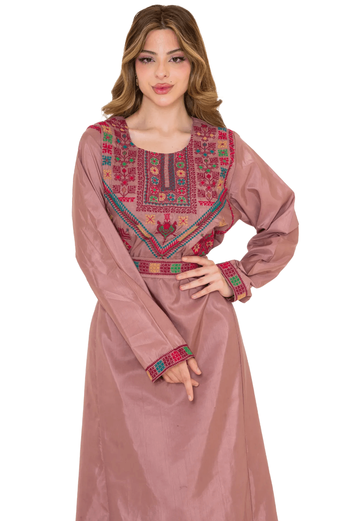 Hand-stitched pink Tafta Thoub