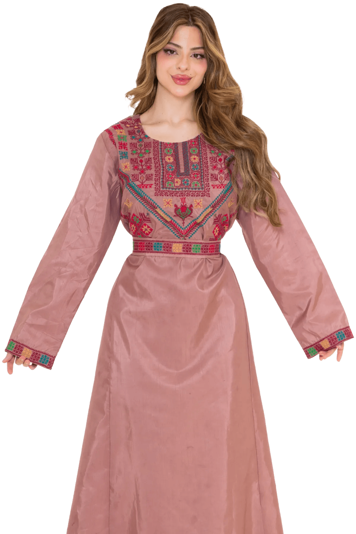 Hand-stitched pink Tafta Thoub