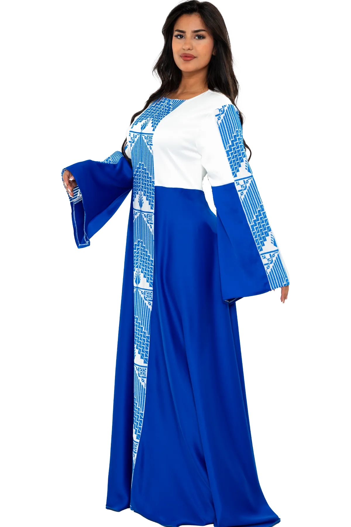 White & Blue Satin dress