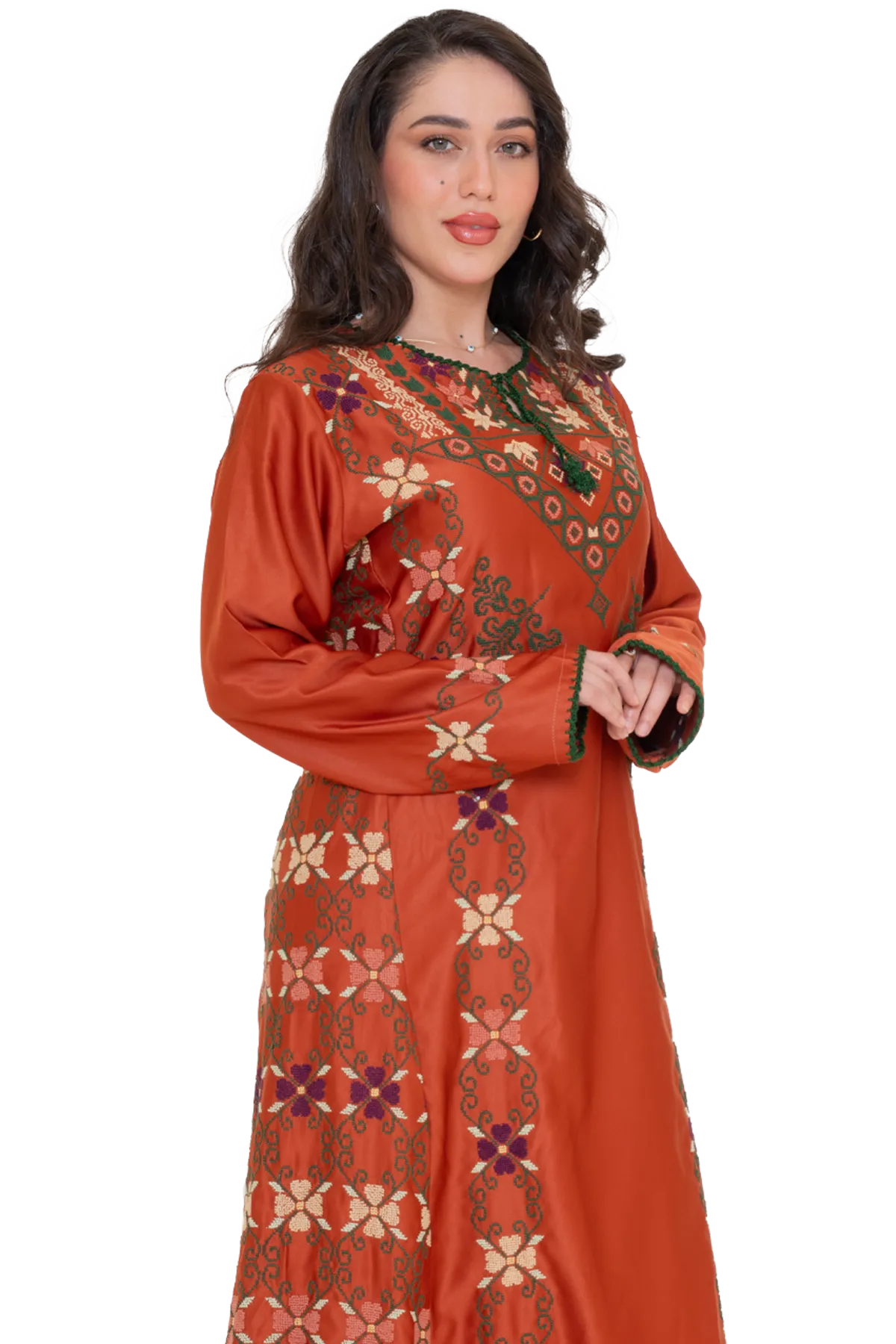 Hand-stitched red Thoub