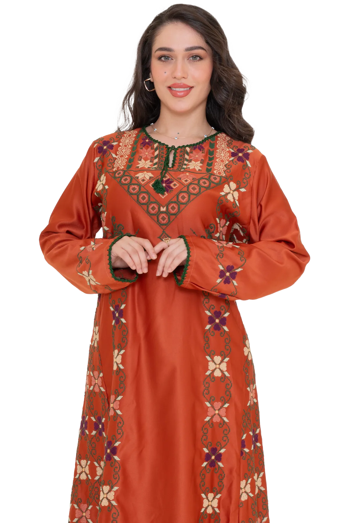 Hand-stitched red Thoub