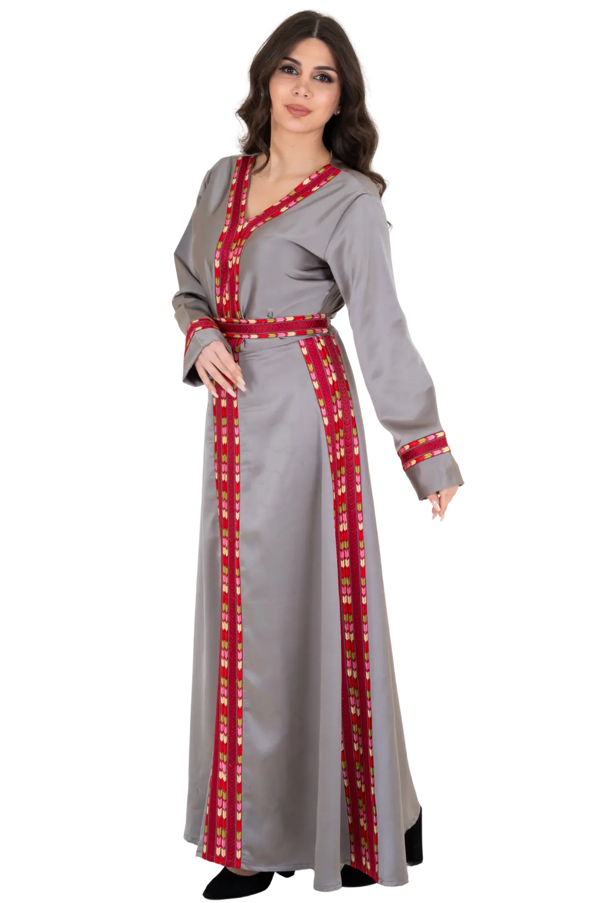 Machine stitched Manajel gray Thoub