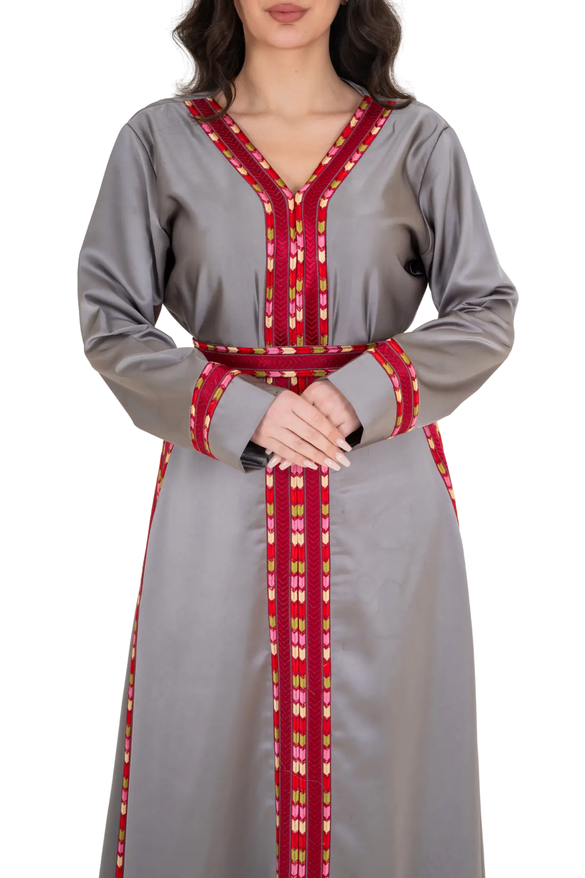 Machine stitched Manajel gray Thoub