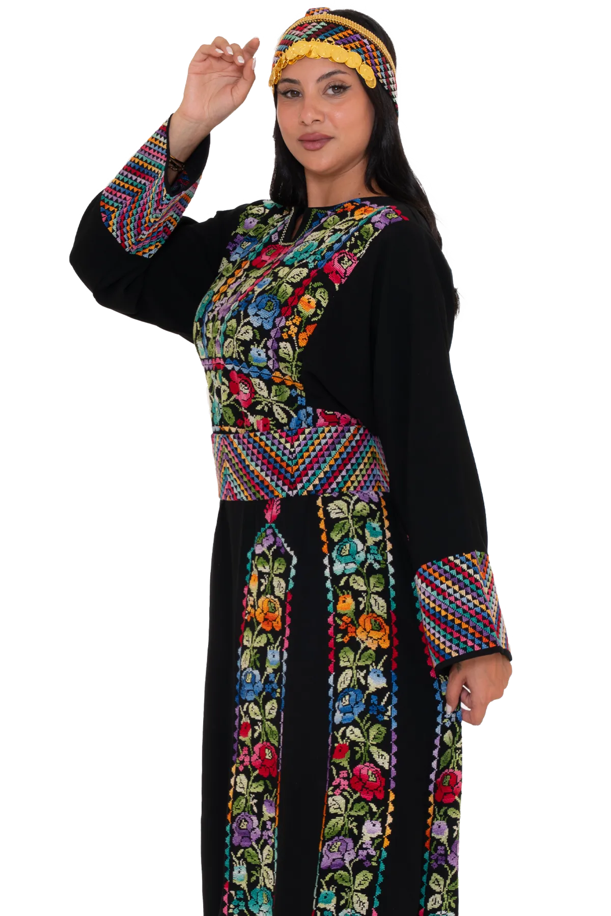 Hand-stitched Multi-color Roses Thoub