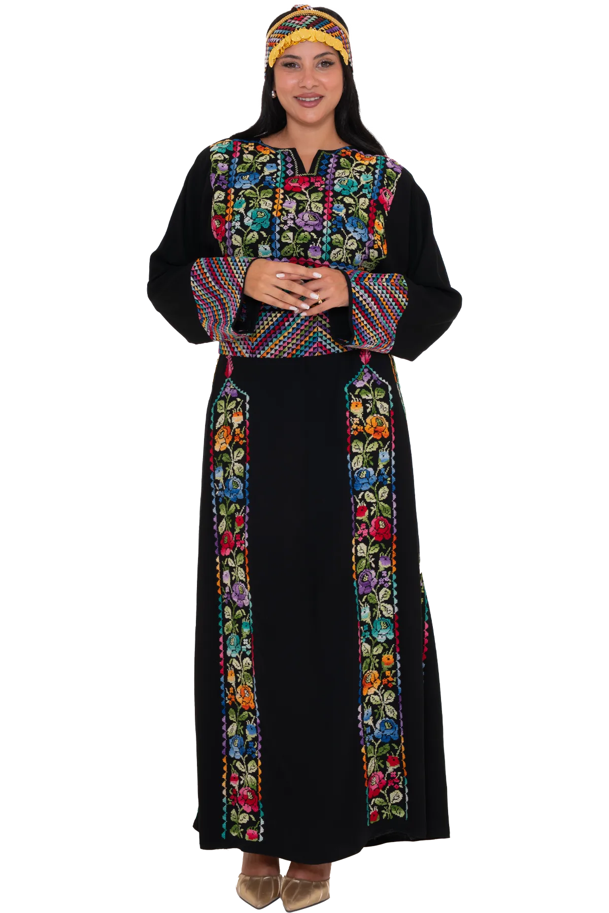Hand-stitched Multi-color Roses Thoub