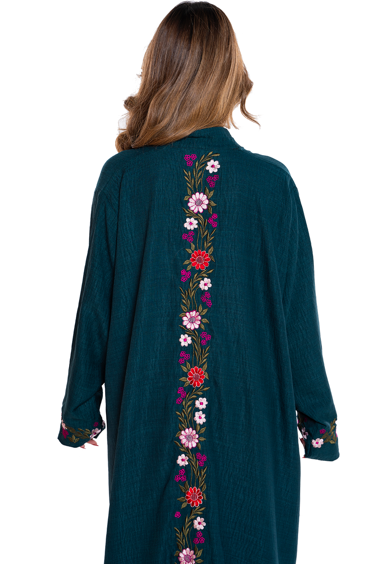 Tara-embroidered Linen Abaya