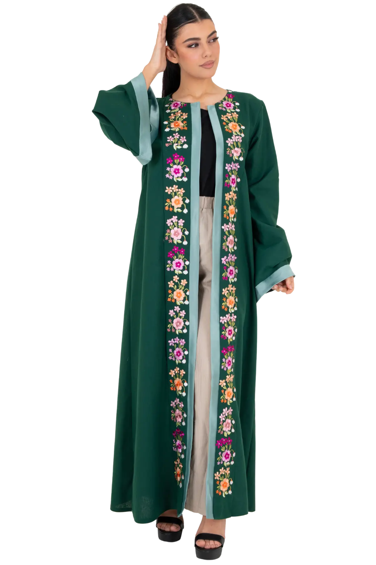 Tara-embroidered with Satin Abaya