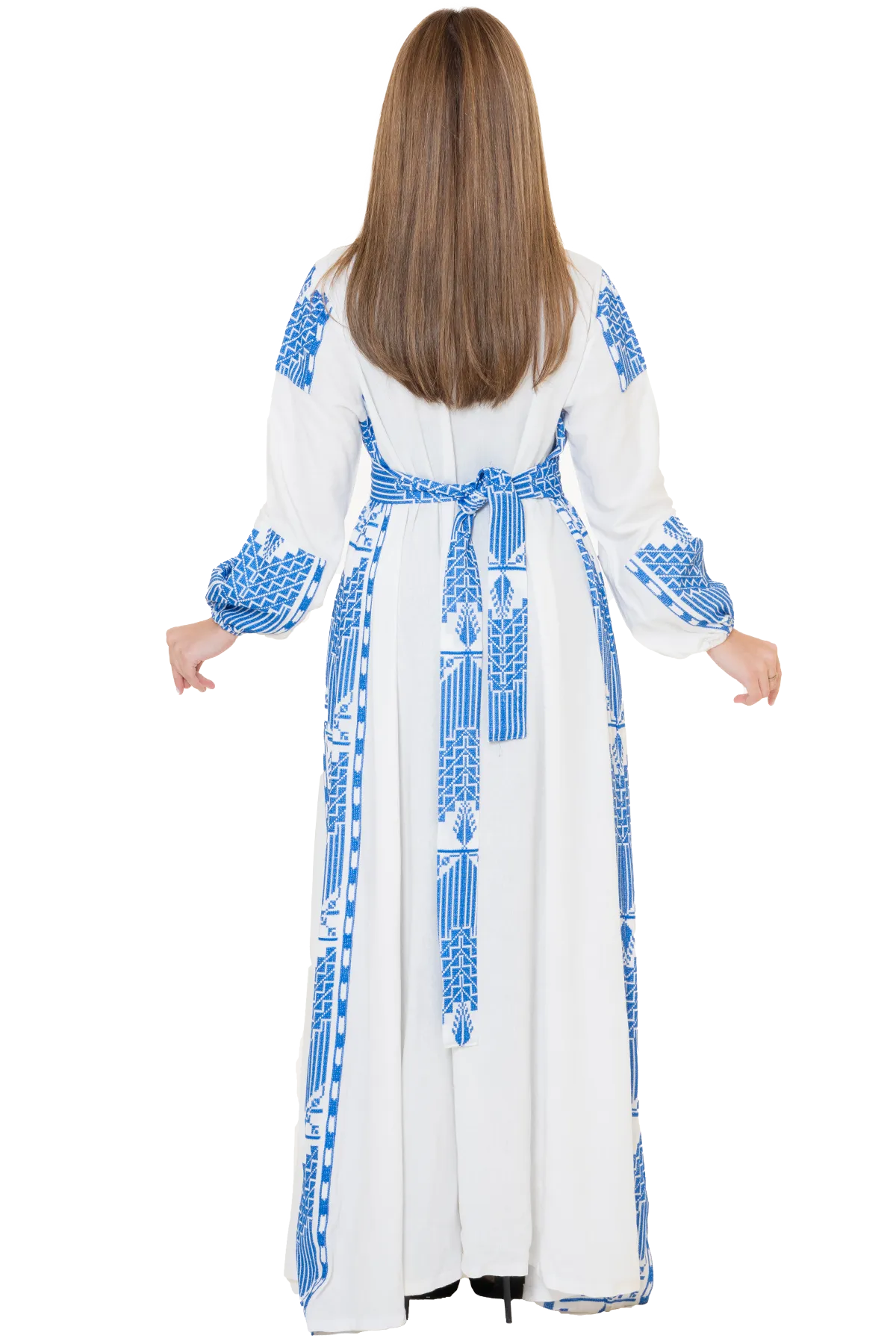 Linen white & blue bisht