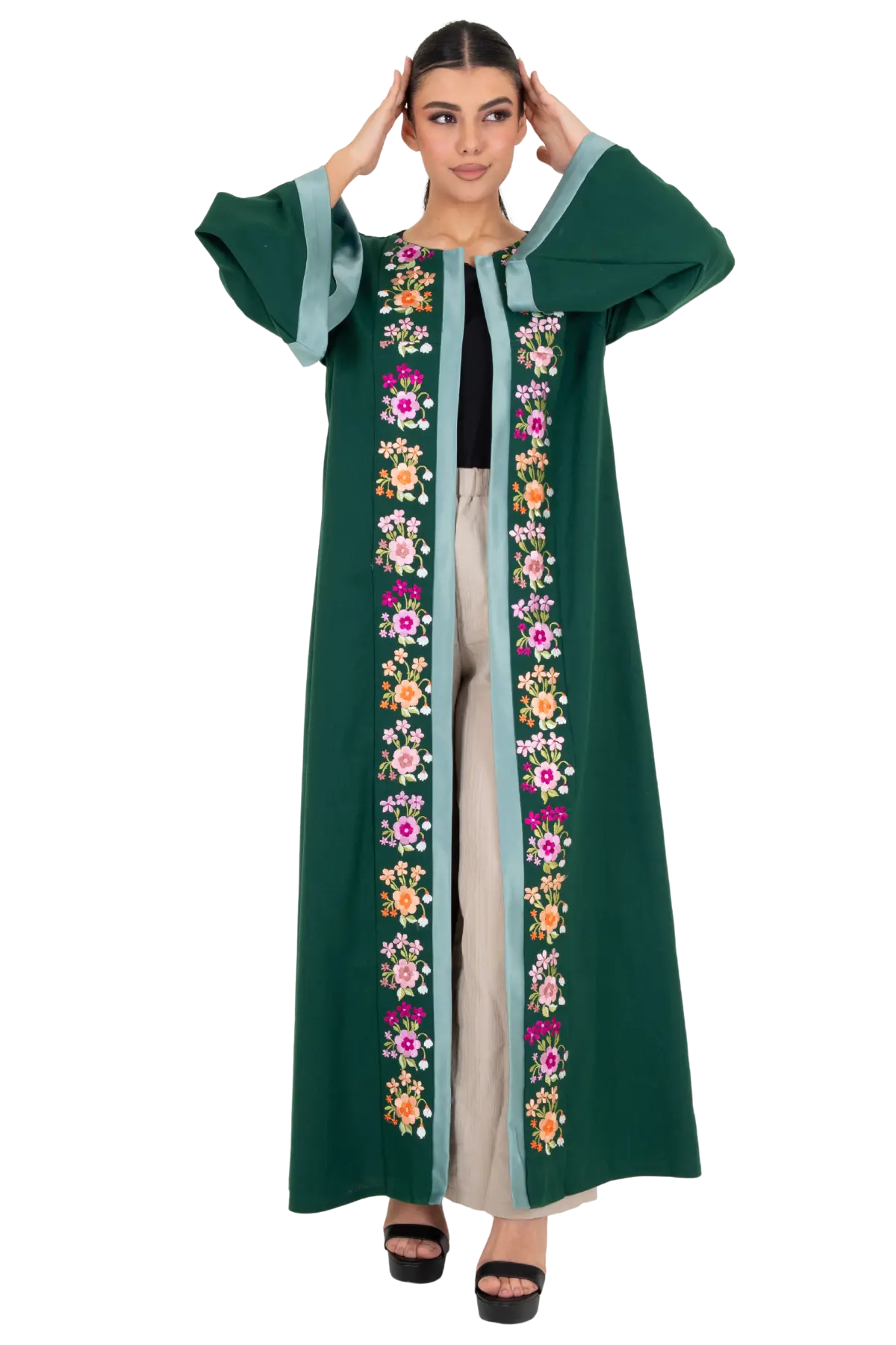Tara-embroidered with Satin Abaya